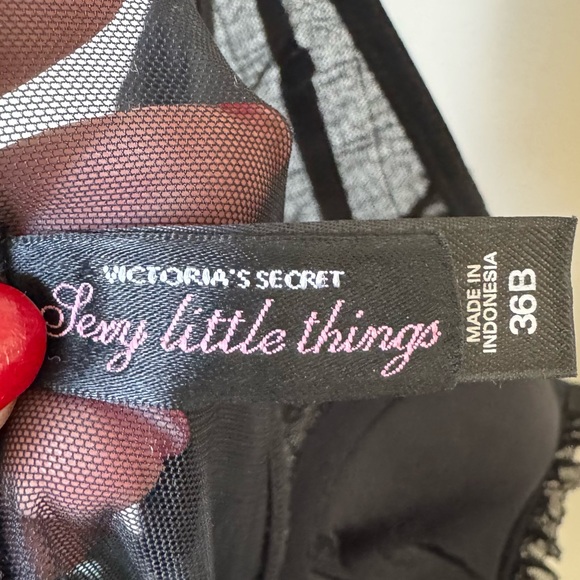 Victoria’s Secret sexy little thing light blue/black lace ribbon lingerie top - Picture 6 of 6